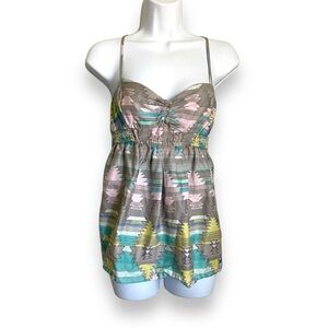 Billabong Boho Print Strappy Babydoll Top 100% Cotton | Festival Summer Tank